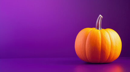 Bold Orange Pumpkin and Solid Purple Backdrop for Eye-Catching Fall Marketing Material and Product Displays
