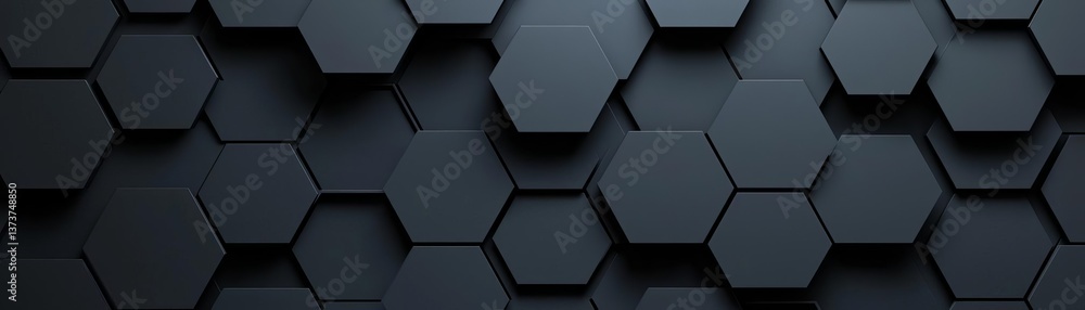 Poster a sleek black hexagonal pattern background ideal for digital design and modern aesthetics.