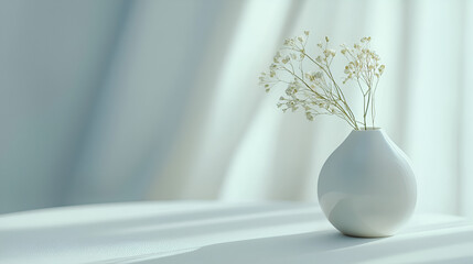 Floral arrangement in a white vase creates a tranquil and peaceful ambiance with natural light.