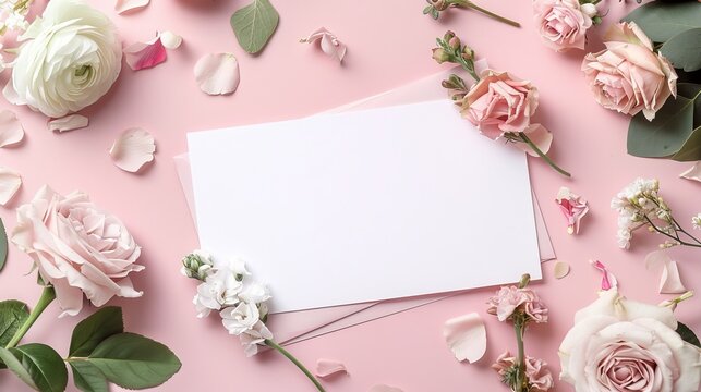 Invite your loved ones to your wedding with this elegant blank card. You can add your own photos and text to make it personal. The card is also perfect for save-the-date announcements.