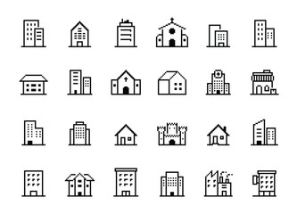 Building icon pixel style vector illustration