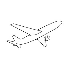 Minimalist outline of an airplane in flight  