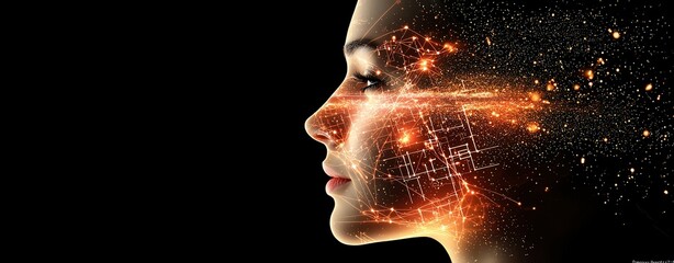 Insights Neural networks Deep Learning A captivating image of a woman's profile with a digital overlay, representing innovation and the future of technology.