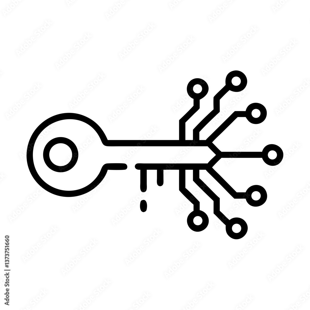 Poster Digital Key with Circuit Design in Minimalist Style  