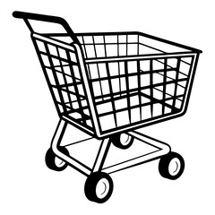 Shopping cart outline design on white background  