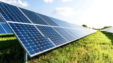 Solar Panels on Green Grass Field Under Clear Blue Sky