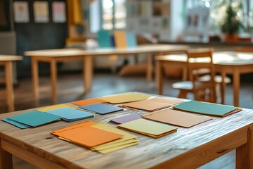 a set of flash cards in class room