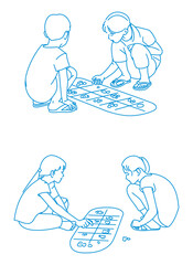 kids play traditional game in summer time