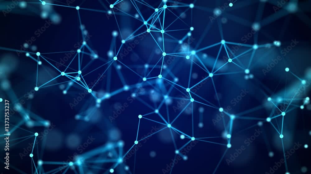 Poster Modern design of network connection structure. Abstract background with interlacing dots and lines. 3D rendering.