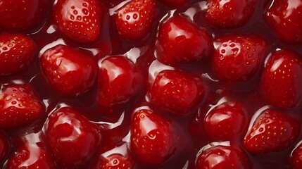 Glossy strawberries dripping with crimson glaze, crowning desserts with sweet, luscious appeal