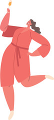 Woman in bathrobe dancing vector illustration