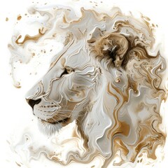 Stylized Lion Head with Watercolor Smoke Representing Leo Astrology Symbol.