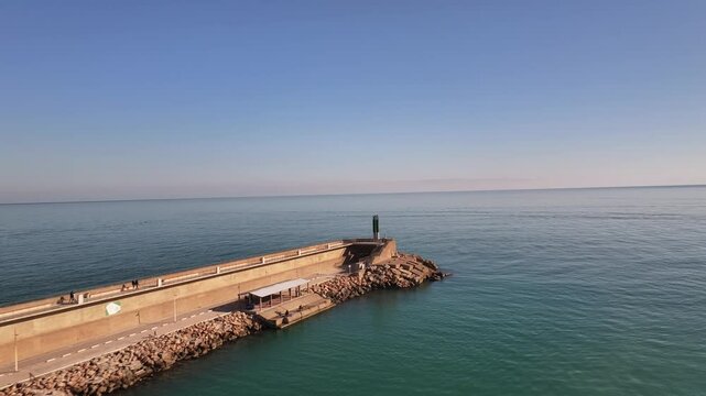 Faro del Grao en el Puerto de Gandia, Valencia, Comunidad Valenciana