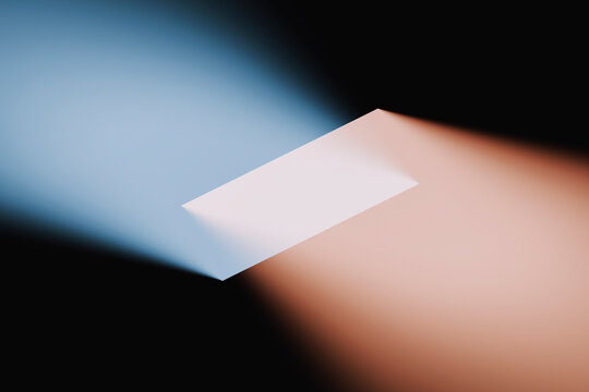 Abstract 3D rendering of light beams creating dynamic shapes and shadows
