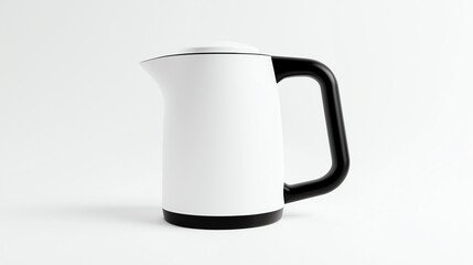 Stylish white kettle with black handle, perfect for modern kitchens and coffee lovers.