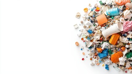 Diverse Collection of Waste Items Spread on Clean Surface