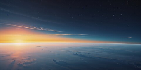 Fototapeta premium Stunning Sunrise Over Earth View from Space with Bright Horizon.