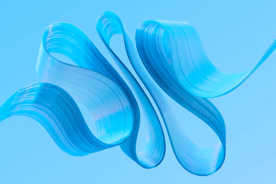 Abstract glass textured blue waves on a light background