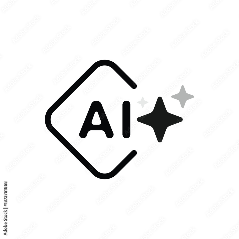 Poster artificial intelligence icon. ai icon with three stars for logo, application and website. flat vecto