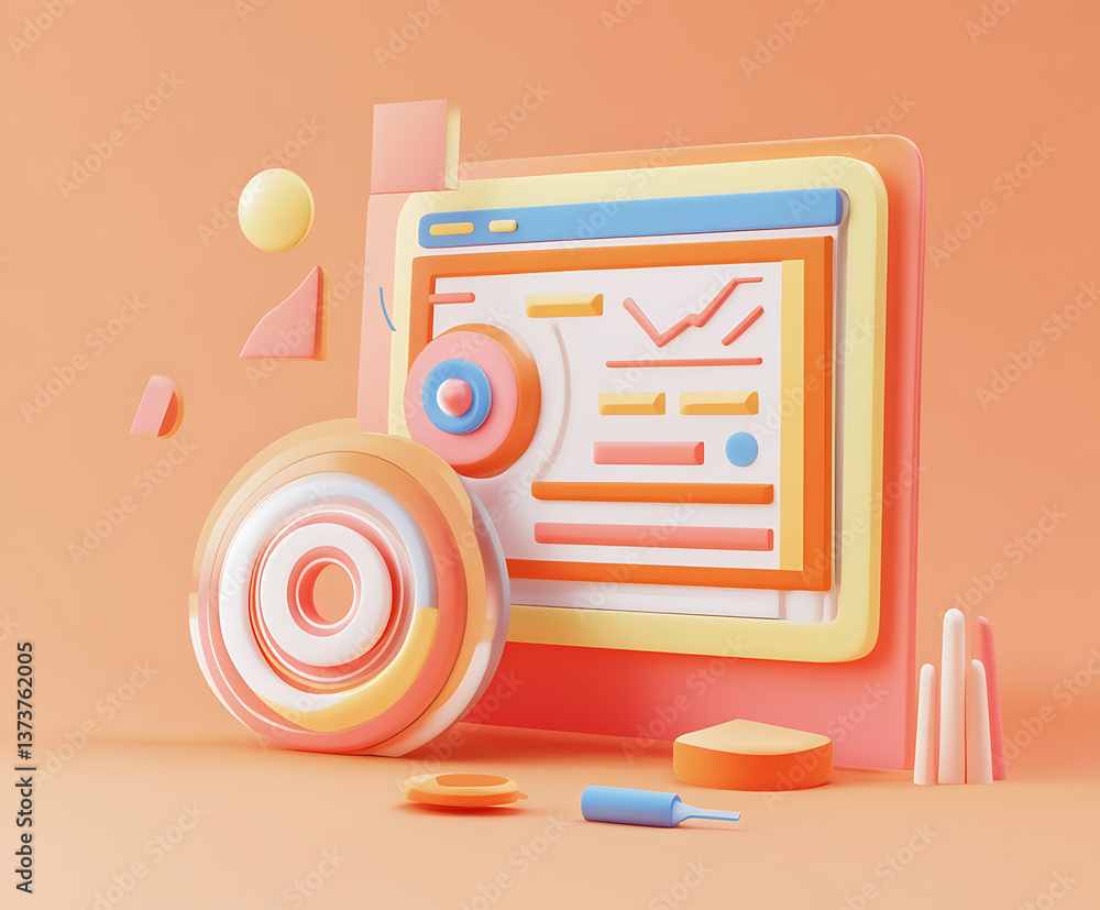 Aufkleber 3d abstract data analysis display with geometric shapes business analytics, reports, and statistics 