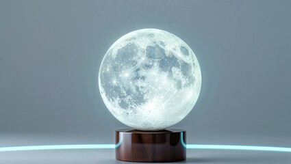 A glowing celestial orb sits atop a wooden pedestal stand.