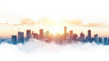 Stunning Sunrise Over Urban Skyline with Clouds and Cityscape