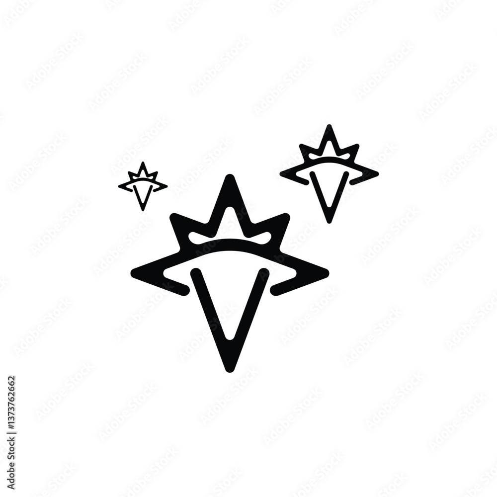 Poster artificial intelligence icon. ai icon with three stars for logo, application and website. flat vecto