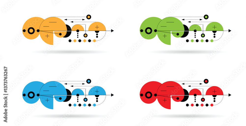 Poster Hi Tech Engineering Scheme Design Element Different Colors. Graphic design elements and resources for web vector art