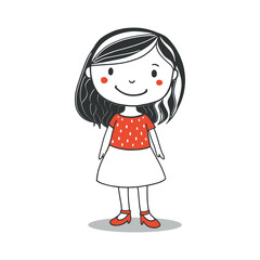 Vector illustration in doodle style, cute girl