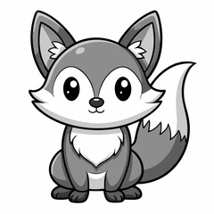 Obraz premium Cute Cartoon Fox – Big Eyes, Pointy Ears, and Fluffy Tail – Playful Animal Design.