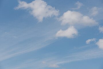 Fototapeta premium blue sky with clouds. The landscape is calm and serene, as if the world is taking a break from the hustle and bustle.