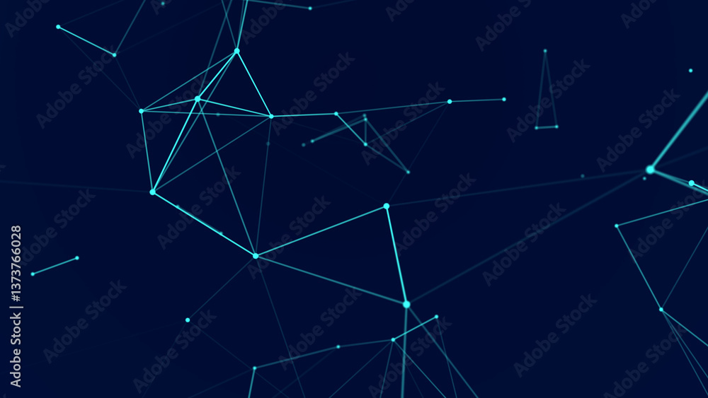 Poster Modern design of network connection structure. Abstract background with interlacing dots and lines. 3D rendering.
