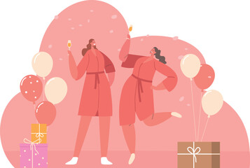 Girl friend parting during bridal-shower