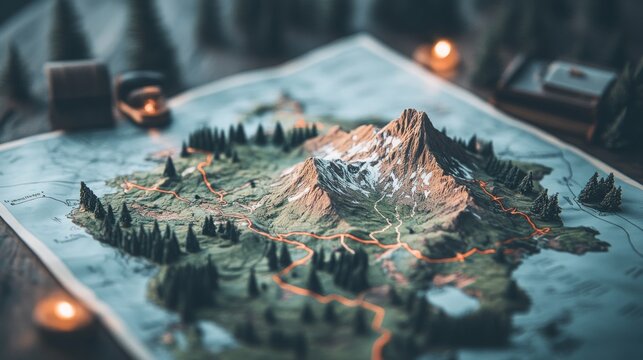 Explore thrilling adventure camping routes with detailed map and scenic views in the great outdoors