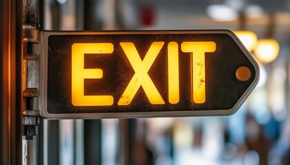 Illuminated Exit Sign in Hallway, Providing a Safe Evacuation Route During Emergencies.