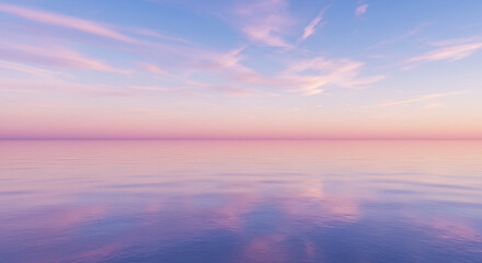 Fototapeta premium A pastel-hued sunset reflecting on the water, exuding tranquility.