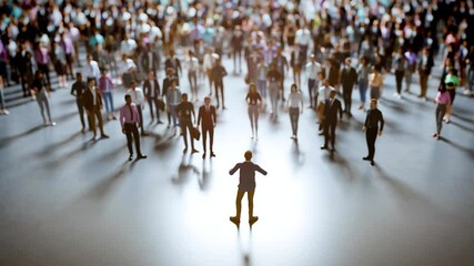 Crowd surrounding politician giving a speech