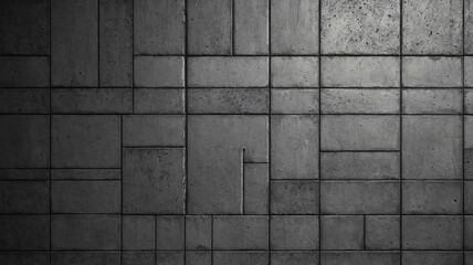 Naklejka premium Textured concrete wall with geometric patterns and shadows.