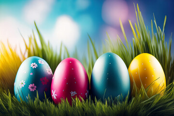 easter eggs in grass