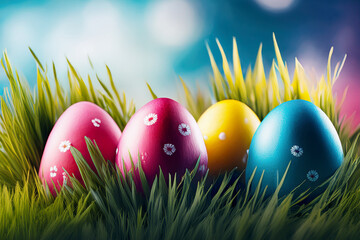 easter eggs in grass
