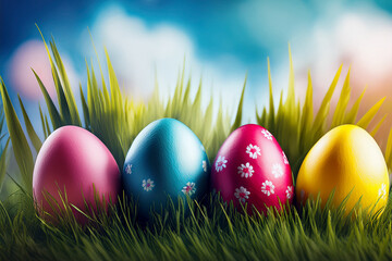 easter eggs in grass