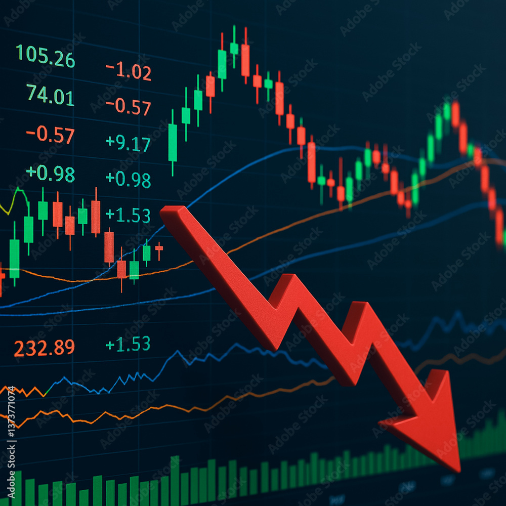 Poster market volatility: an abstract representation of the stock market, displaying fluctuating graphs and