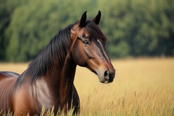 Fototapeta premium Paso Fino Horse Looking Majestic in Domestic Equestrian Setting