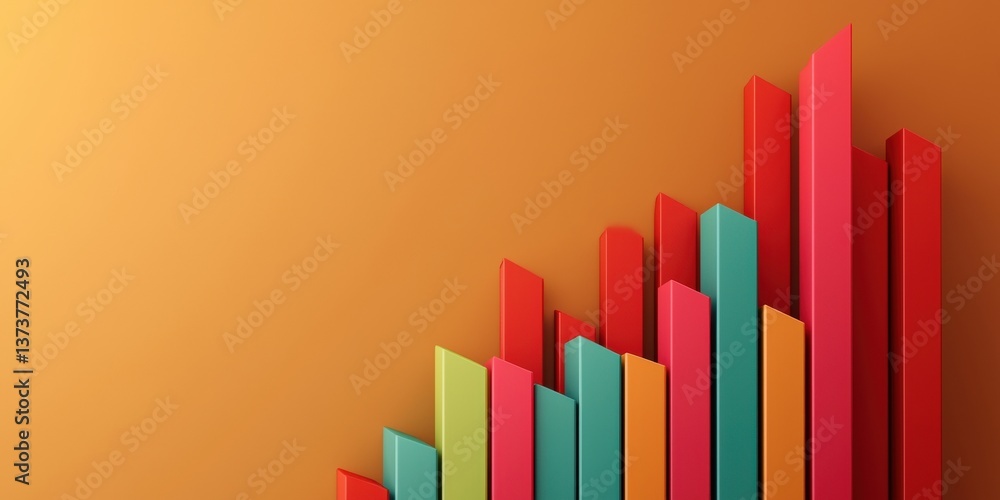 Poster import tariffs trade impact concept. colorful bar graph on a vibrant background representing data gr