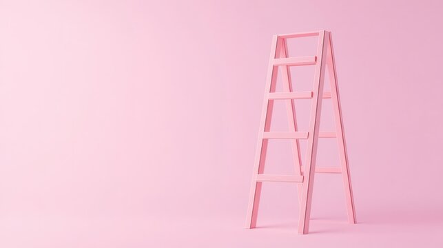 Ladder against a pink background, minimalist and modern style.