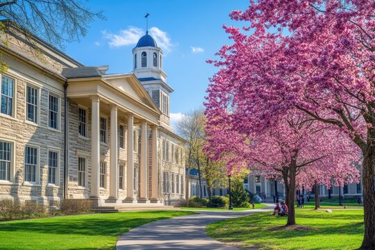 Penn State University: The Old Main Building on Campus, State College, Pennsylvania