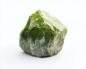 Peridotite Stone: Raw Mineral Rock Isolated on White Background