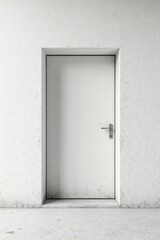 A simple white door set within a recessed concrete frame, minimalist architectural detail