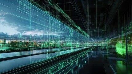 A digital twin of a logistics center optimizing supply chain efficiency.