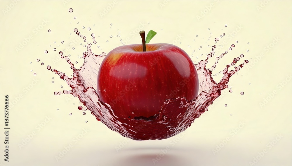 Aufkleber a vibrant red apple splashes into water, creating dynamic droplets and showcasing its freshness and 